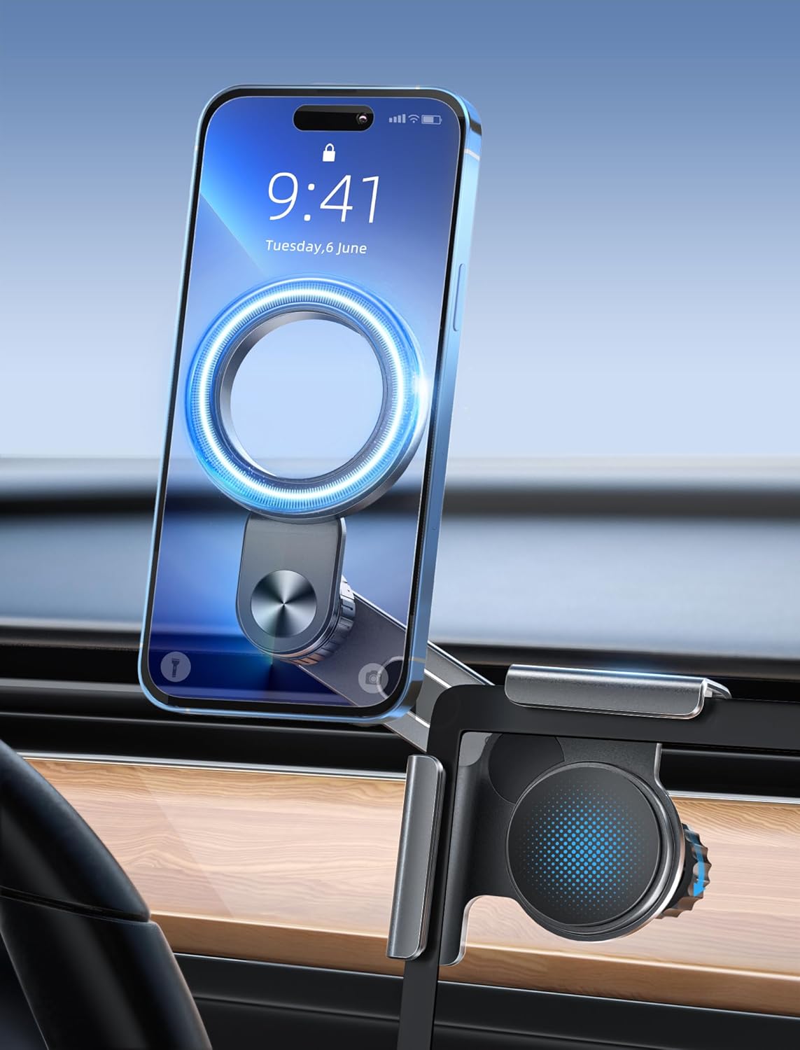 Tesla Phone Mount, for MagSafe Car Mount [Super Solid Base