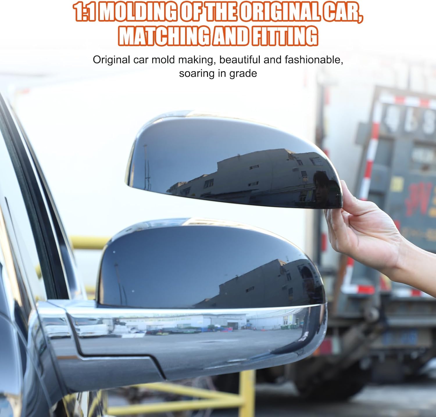 Car Door Rear View Mirror Cover Cap Compatible with Cadillac Escalade 2007-2014,ABS Car Outside Side Rearview Mirror Cover Trim Accessories (Glossy Black)