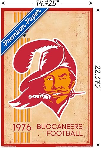 Miniatura 3 de Trends International NFL Tampa Bay Buccaneers - Póster de pared con logotipo retro 14, 14.725 x 22.375 pulgadas, versión prémium sin marco Versión