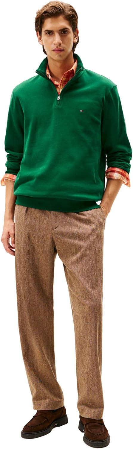 Tommy Hilfiger mens Medium Weight Ribbed 1/4 Zip Sweatshirt - Image 3