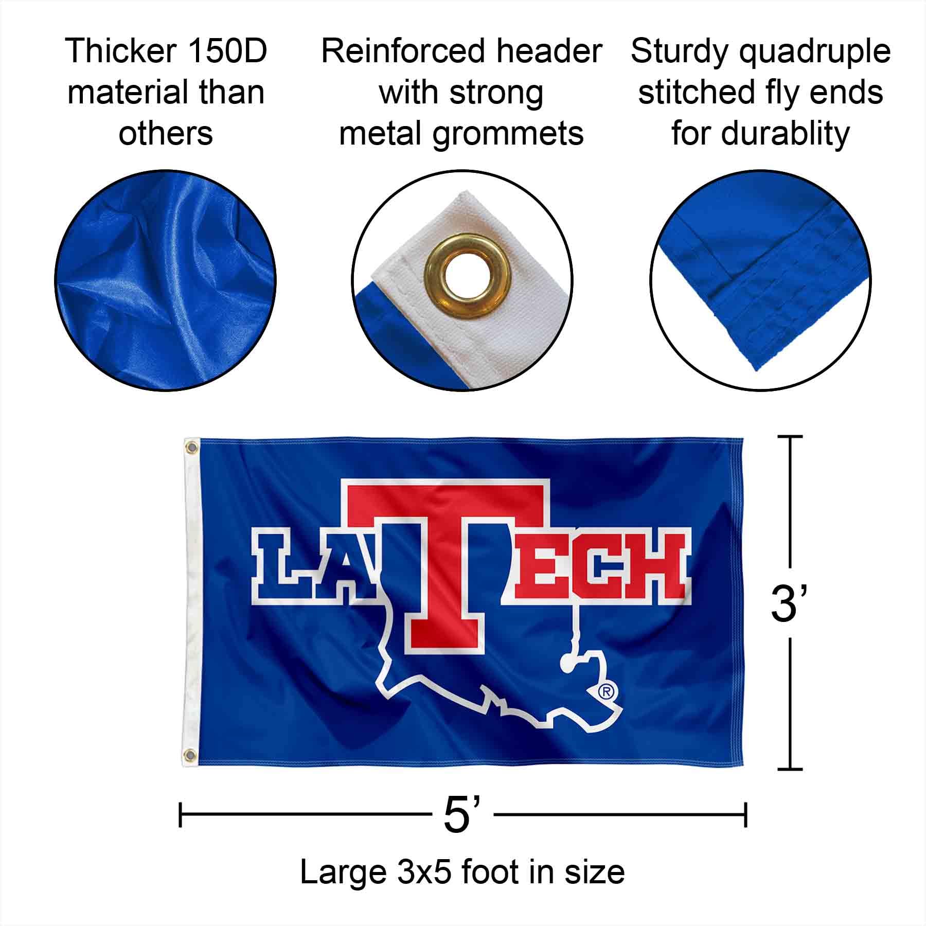 Louisiana Tech Bulldogs La Tech University Large College Flag