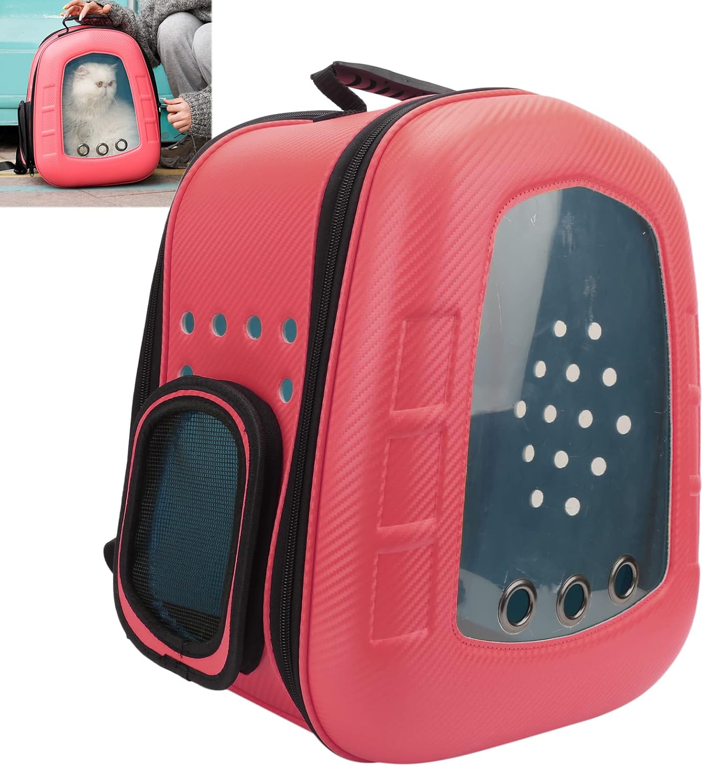 Pet Backpack Space Capsule, EVA Material, 42x37x25cm - Breathable, Thickened Design, Ergonomic for Small Cats and Dogs (Red)