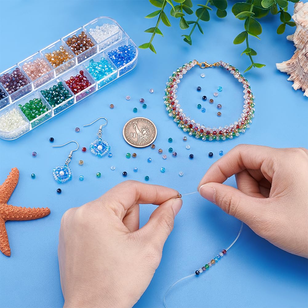 PandaHall 24.000 Perline Di Vetro Blu Oceano - Kit Completo Per Braccialetti Dell'Amicizia E Gioielli Fai Da Te