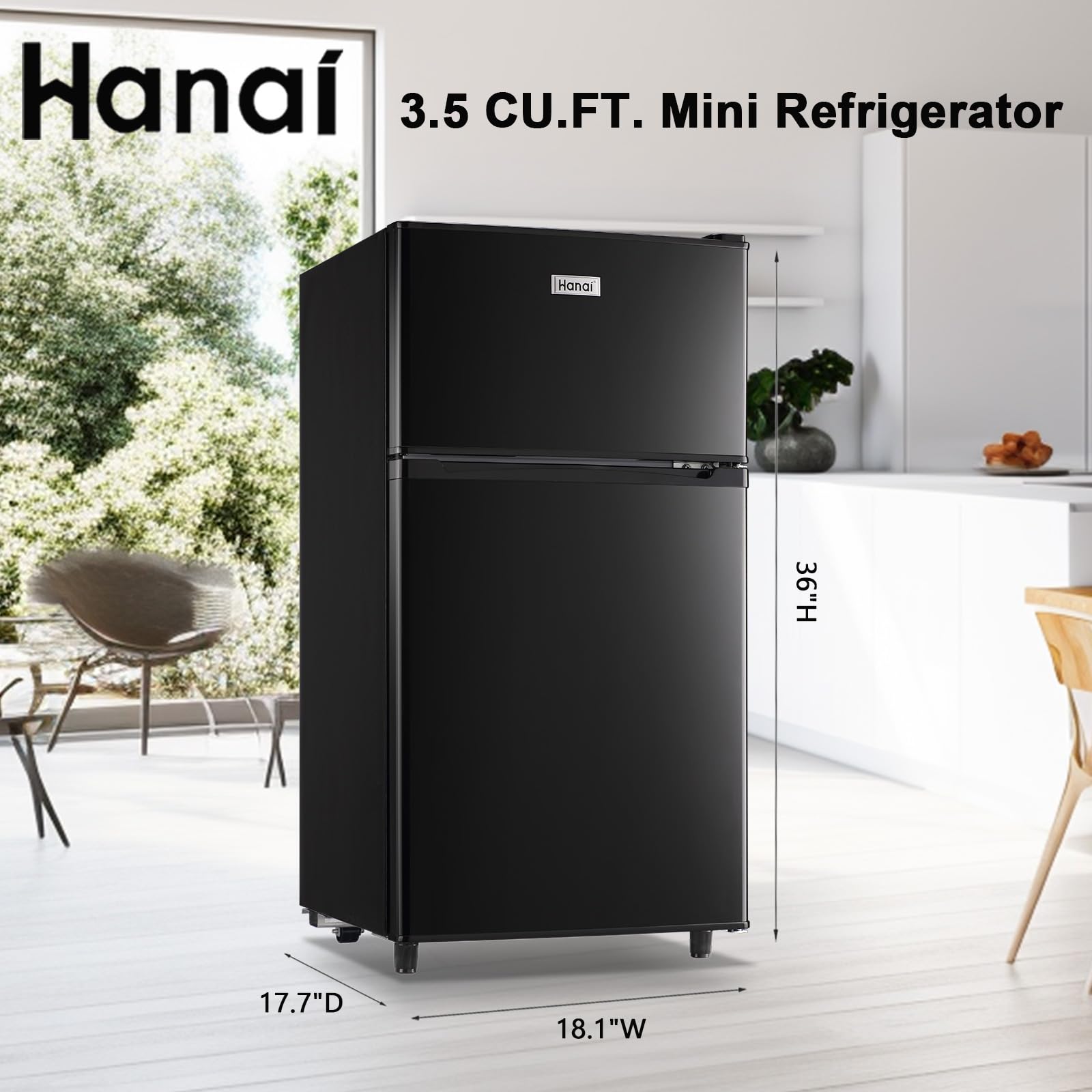Amazon.com: WANAI Compact Refrigerator 3.5 Cu.Ft, 2 Door Design