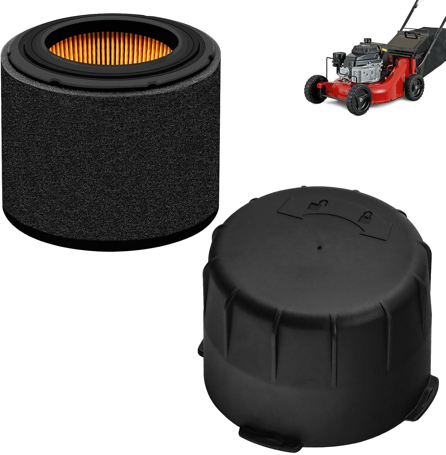 11029-0032 Air Filter & 11065-2135 Air Filter Cap Kit for K-awasaki FJ180V, Replace 11029-0019 11029-7023