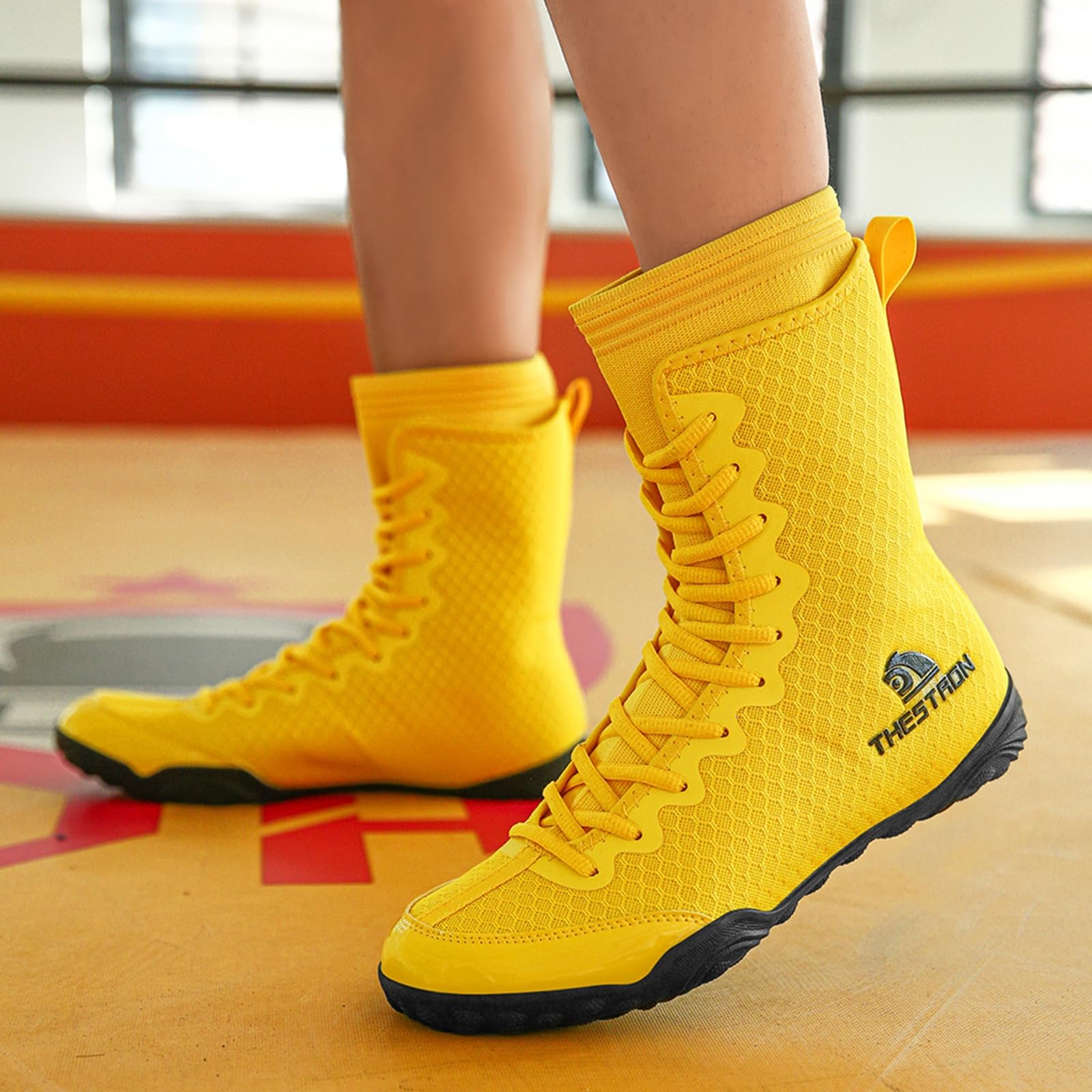 NGARY Botas De Boxeo Hombre, Zapatos De Lucha Unisex Mujeres Suela De Goma Zapatillas para Entrenar Artes Marciales Mixtas, Muay