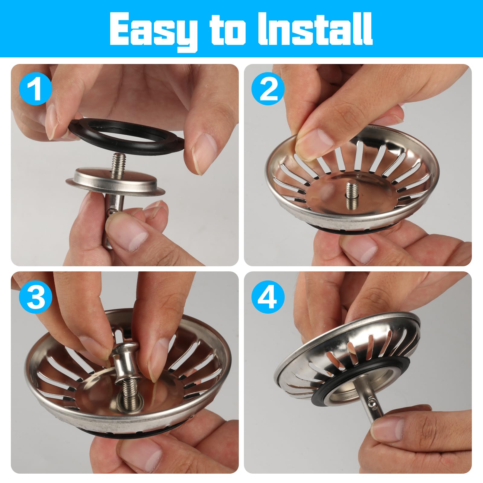 Kitchen Sink Plug Strainer, Stainless Steel Sink Plug Replacement for