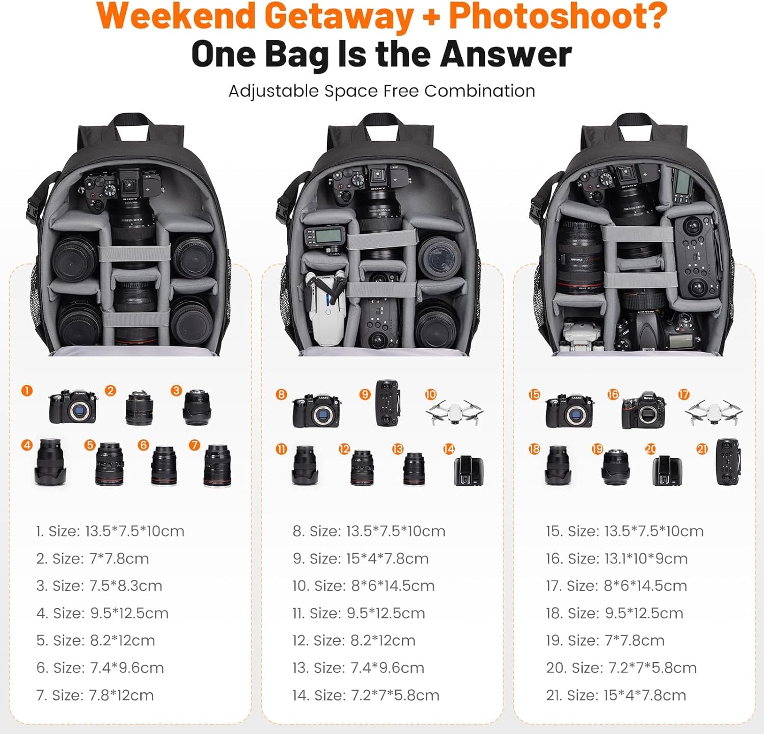 Cwatcun Kamerarucksack Wasserbeständig Fotorucksack Professioneller Kameratasche für spiegellose SLR DSLR, kompatibel für Sony Canon Nikon Kamera und Objektivstativ Zubehör (2.0 klein, Schwarz)