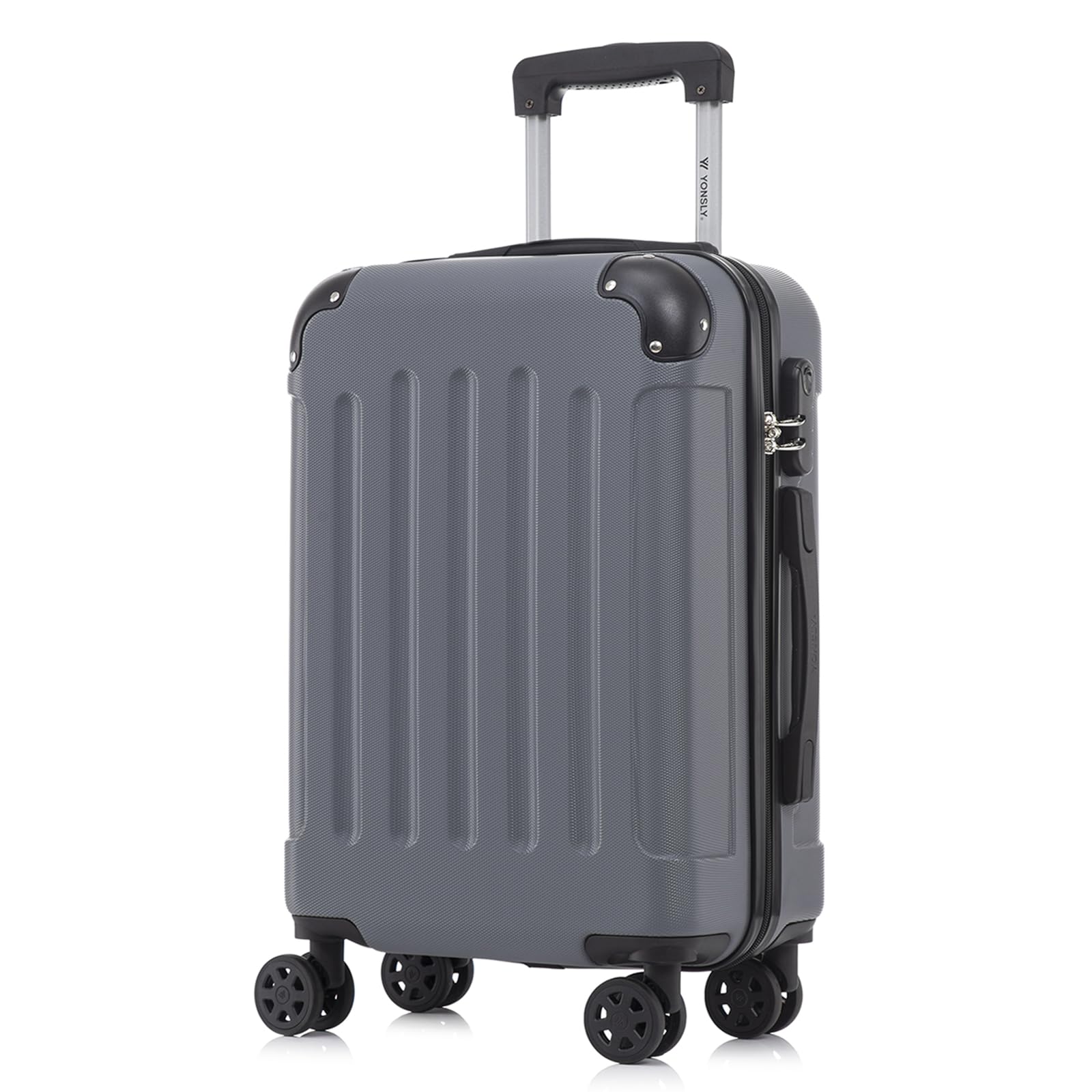 yonsly Koffer Suitcase, Trolley Reisekoffer, Rollkoffer Handgepäck mit 4 Rollen 360°, ABS Hartschalen, Sicherheitsschloss, Weicher Gummigriff, 210D-Futter