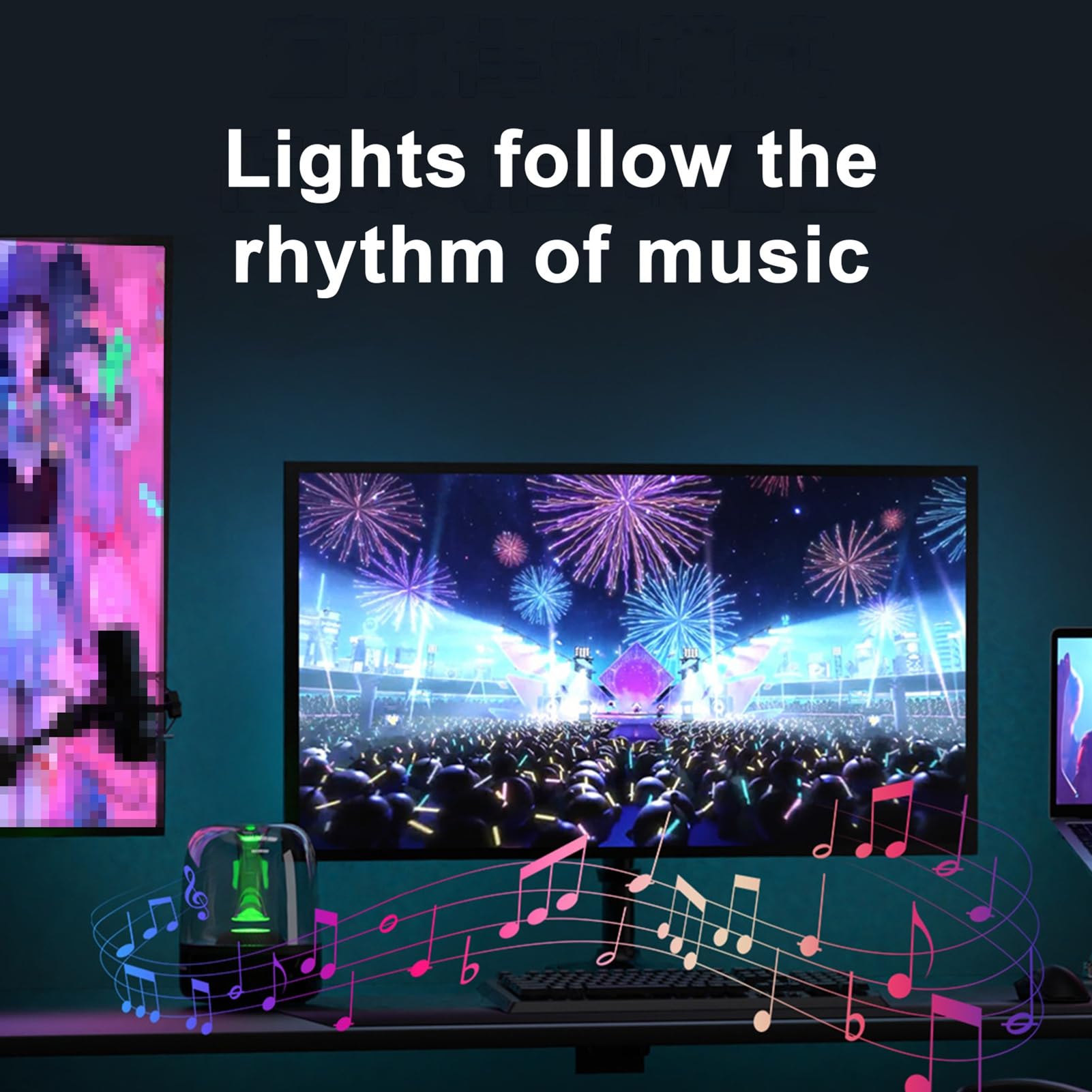 YUYTE RGB Phantom Ambience Wyświetlacz ŚWIATŁO LED ŚWIATŁO MUZYKA RYTM Oprogramowanie do dynamicznej synchronizacji światła (27 cali)