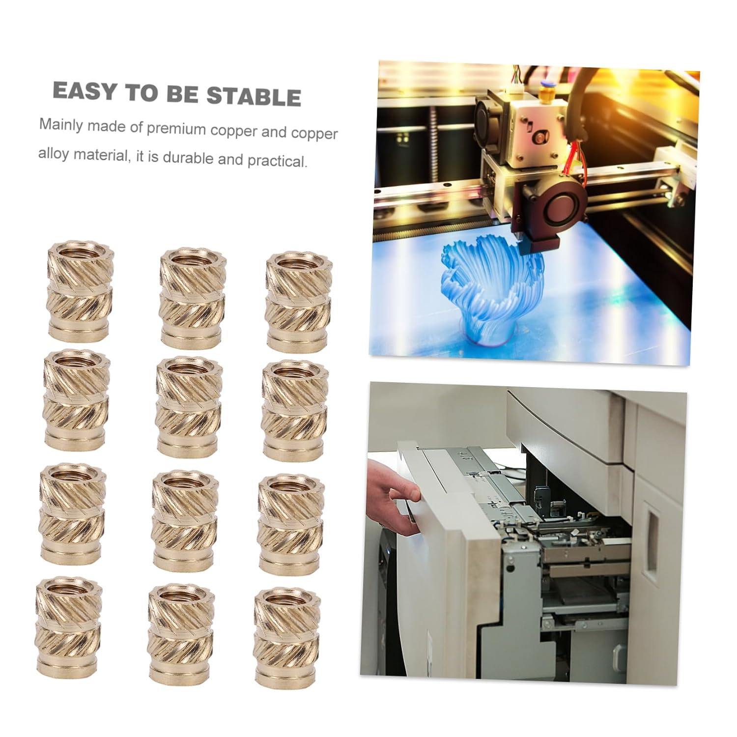 300pcs Threaded Inserts - Knurled Embedment Nuts for Printing Components Easy Installation and Strong Durability