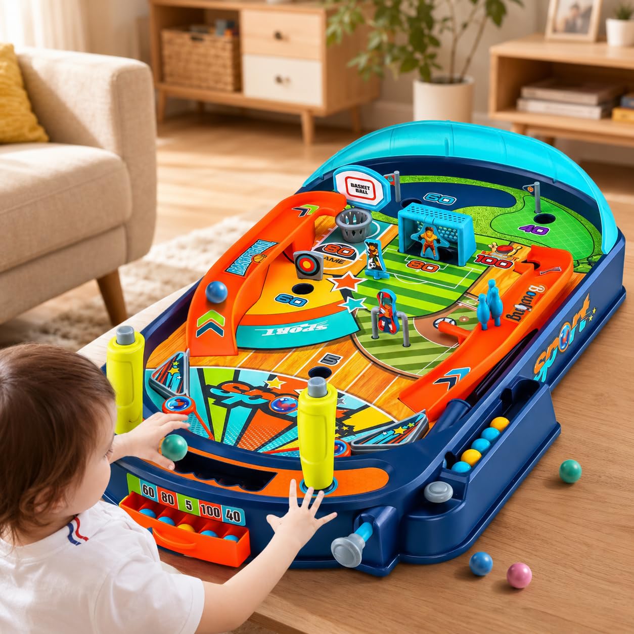 Foot Multi-Jeux en Bois, borne d'arcade pour familles, Adultes et gîtes, Jeu Billes nostalgique