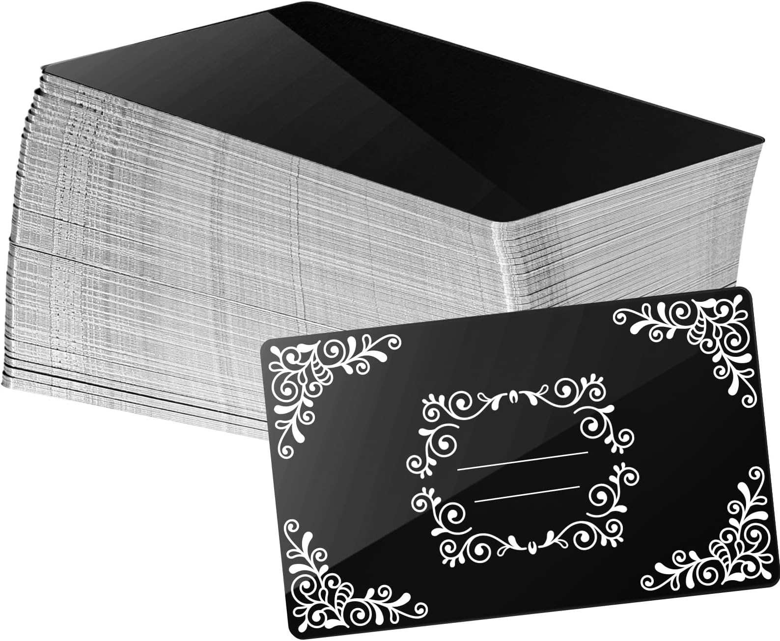 100 Pcs Metal Engraving Blanks Aluminum Sheet Laser Engraving Business Card Multipurpose Engraving DIY Gift Cards 86 x 54 x 0.21 mm (Black)
