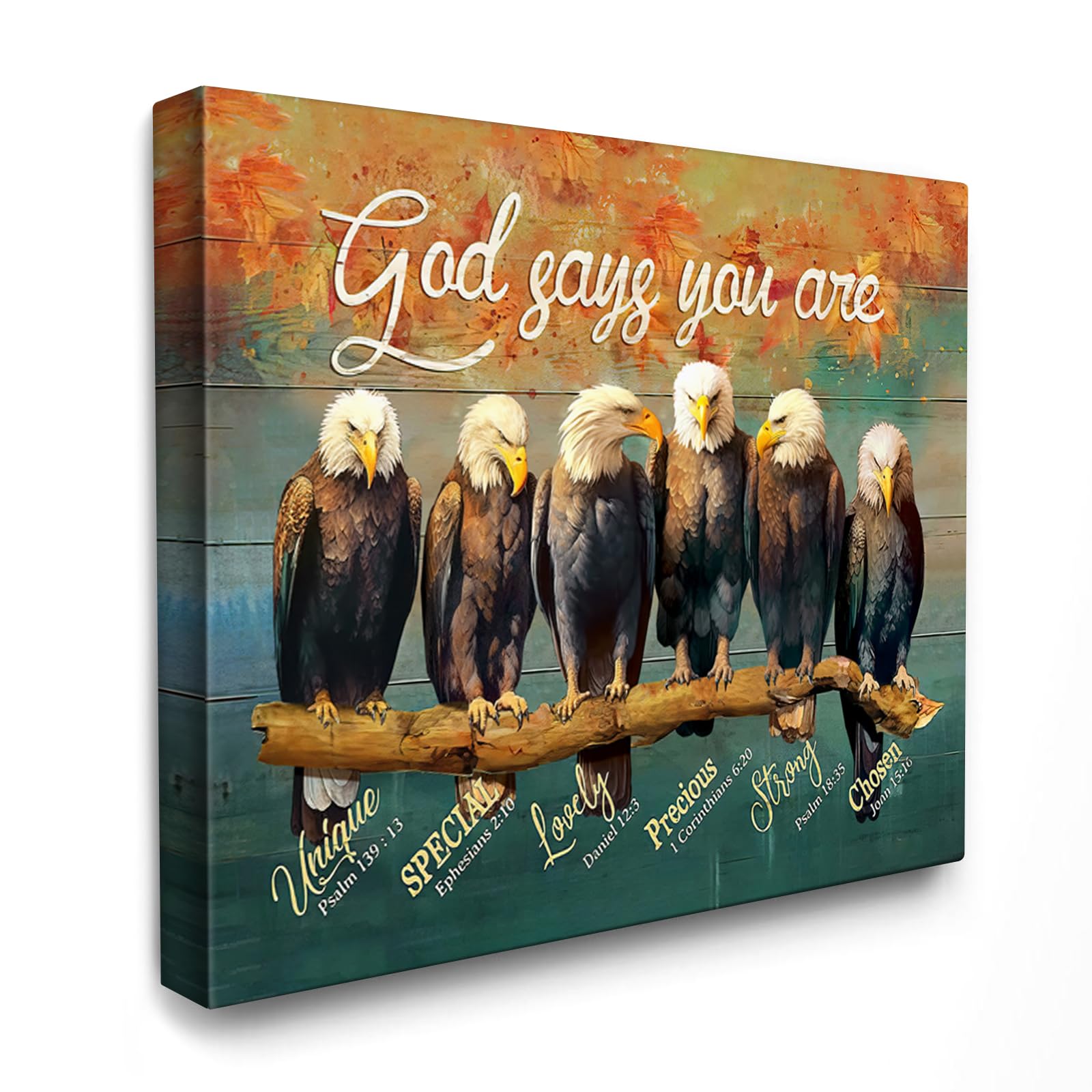 Luslya Christian Bald Eagle Wall Art God Says Religious Painting Wall Decor Framed Posters Home for Living Room Bedroom Bathroom Decoration 16x20 inch