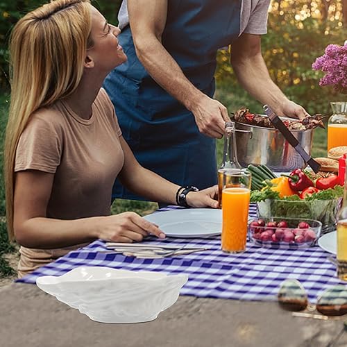 Miniatura 7 de Hemoton 2 platos de cerámica para salsa, forma de conchas de ostras, bandeja de condimentos de cerámica, exquisitos platos de ostras, platos