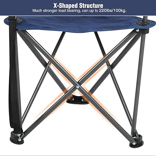 Miniatura 6 de REDCAMP Paquete de 2 sillas de campamento con trípode, plegables y ligeras, portátiles de 3 patas con respaldo, sillas pequeñas compactas para