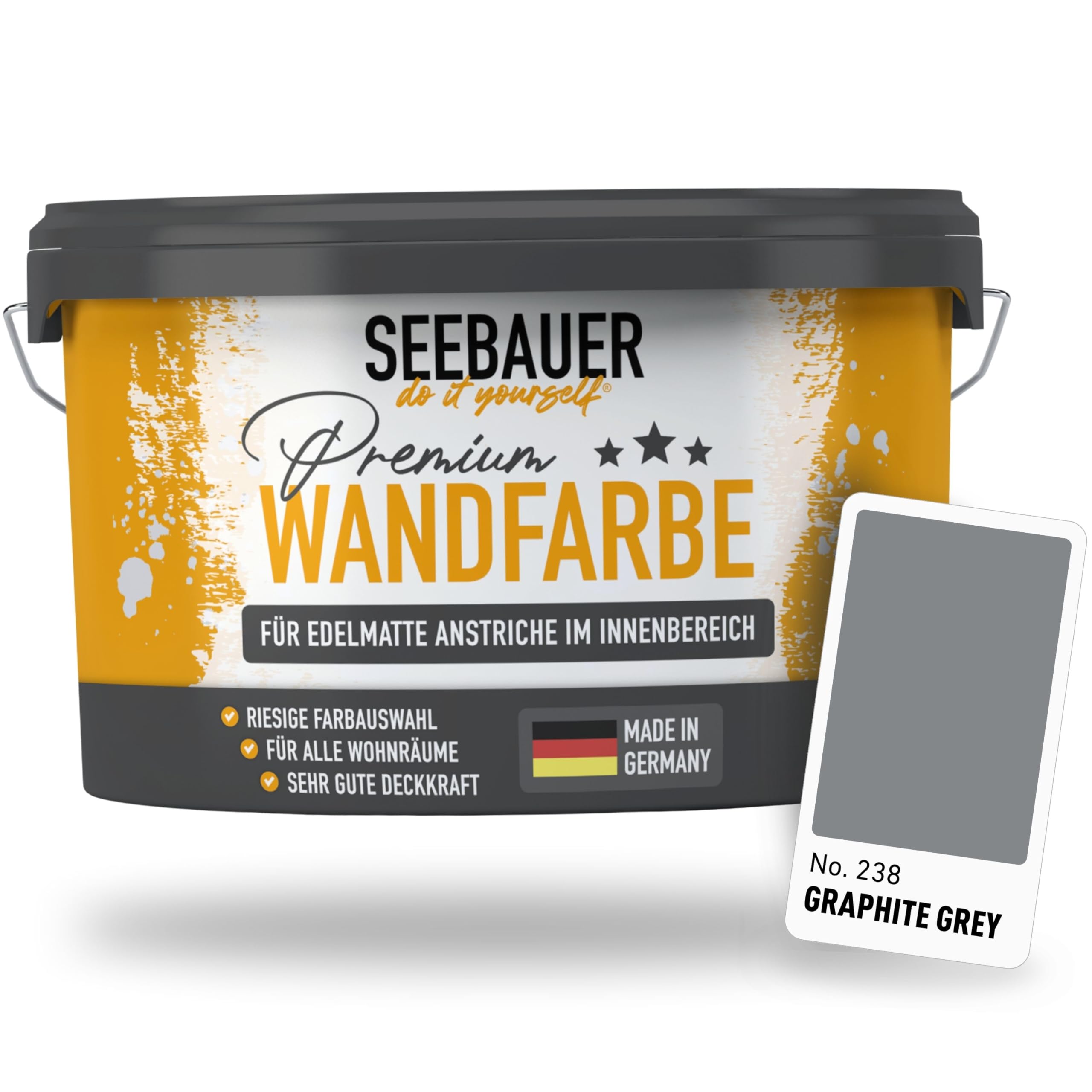 Peinture murale gris intérieur No. 238 Graphite Grey 5,0 Litre haute opacité