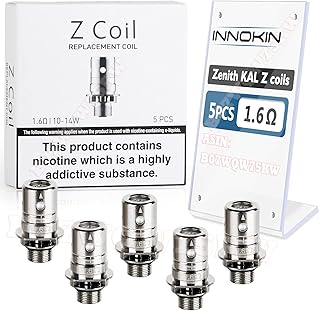 Innokin Zenith Z Coils, KAL 1.6ohm, Works with All Zenith Tanks, Adept Zlide, CoolFire Mini Zenith D22, Pack of 5, No Nicotine