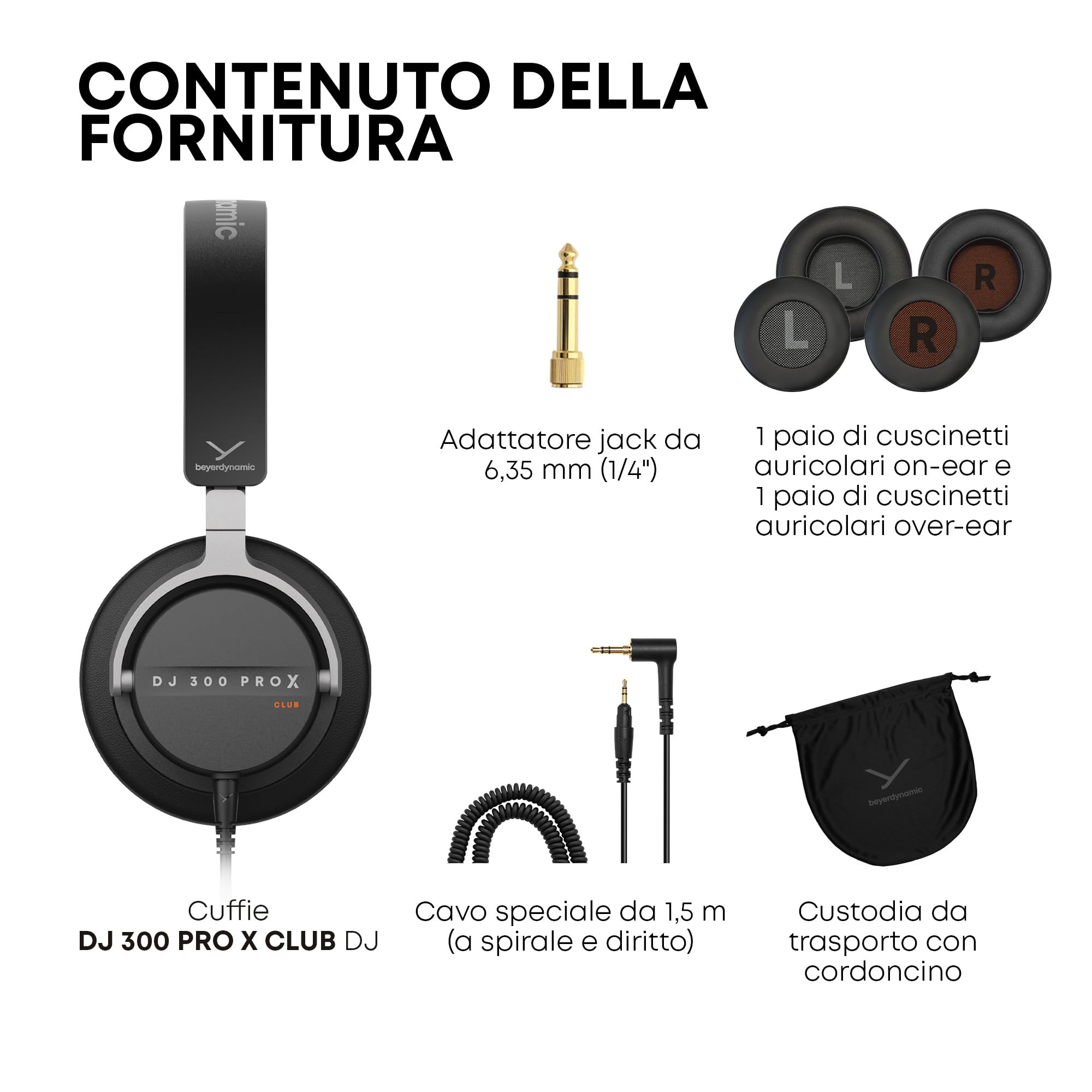 beyerdynamic DJ 300 PRO X CLUB - Cuffie DJ professionali 2 in 1, con coppe auricolari personalizzabili e design chiuso per DJ professionali