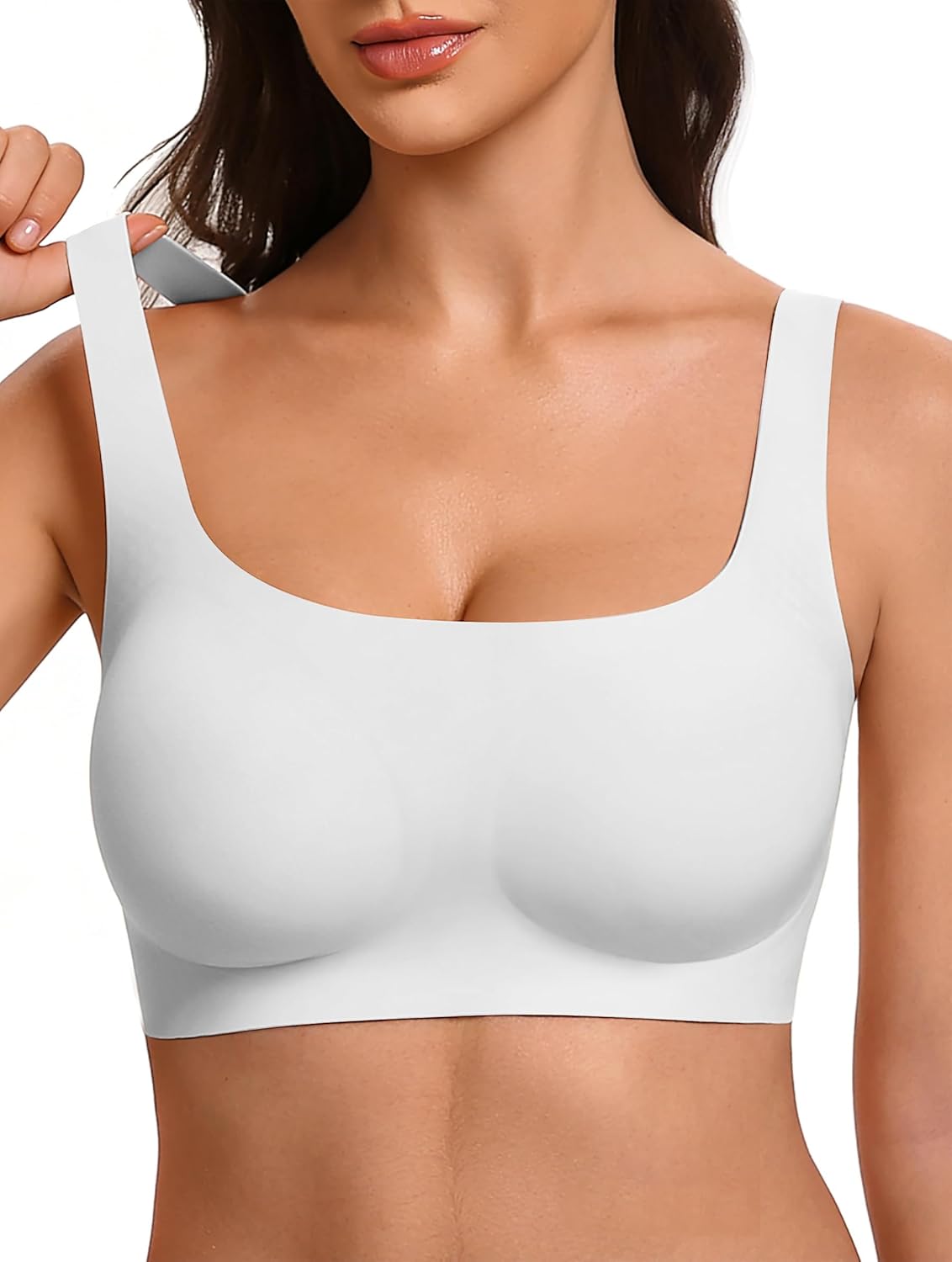 VRVOICE Womens Wireless Jelly Bras No Underwire Support Push Up Removable Straps (U/Cross/Halter) Everyday Sports Bra
