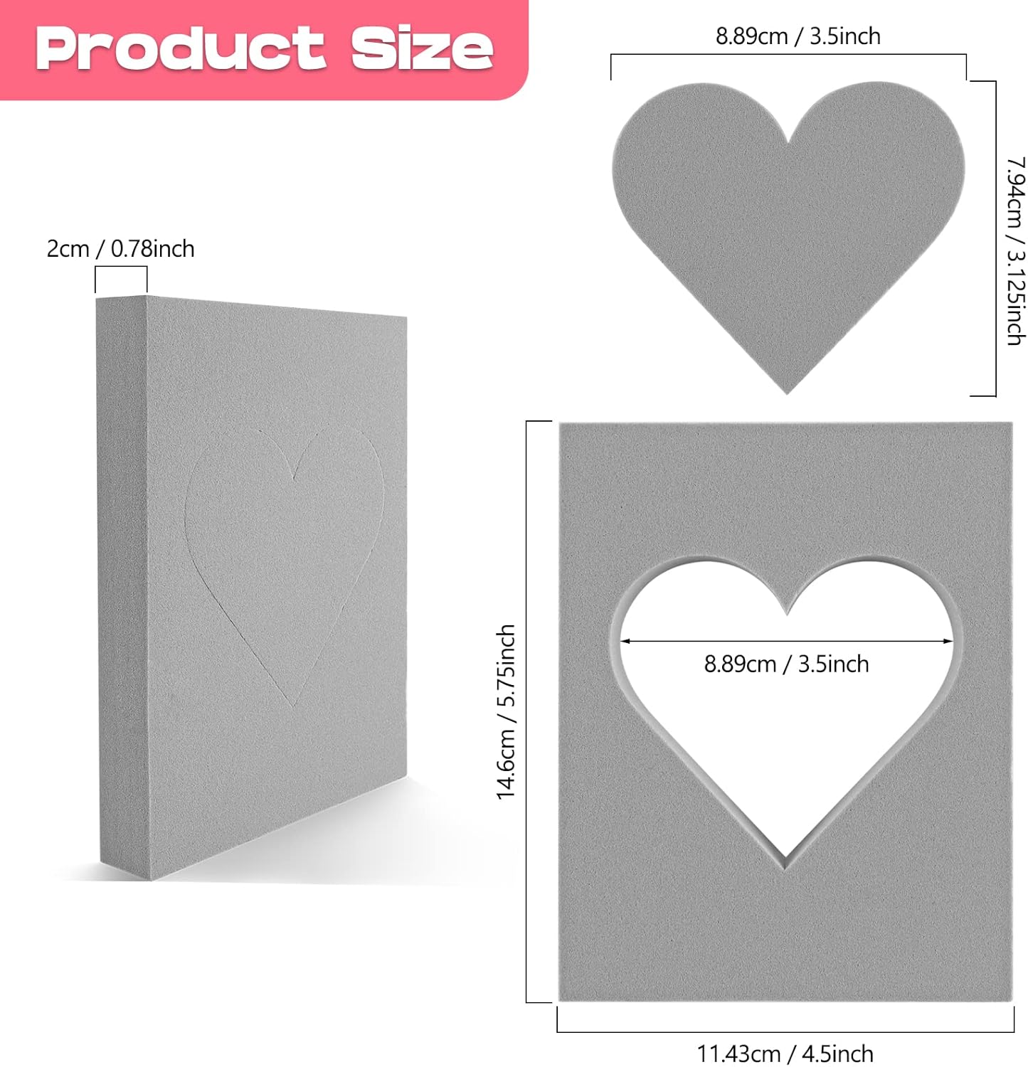 OTCRAFT 4 Pcs Heart Cut Stamping Foam Grey Moldable Foam Stamps Plastic Dry Foam Stamp Pad Cut and Dry Foam Stamping Foam Block for for Sculpture Modeling - Image 3