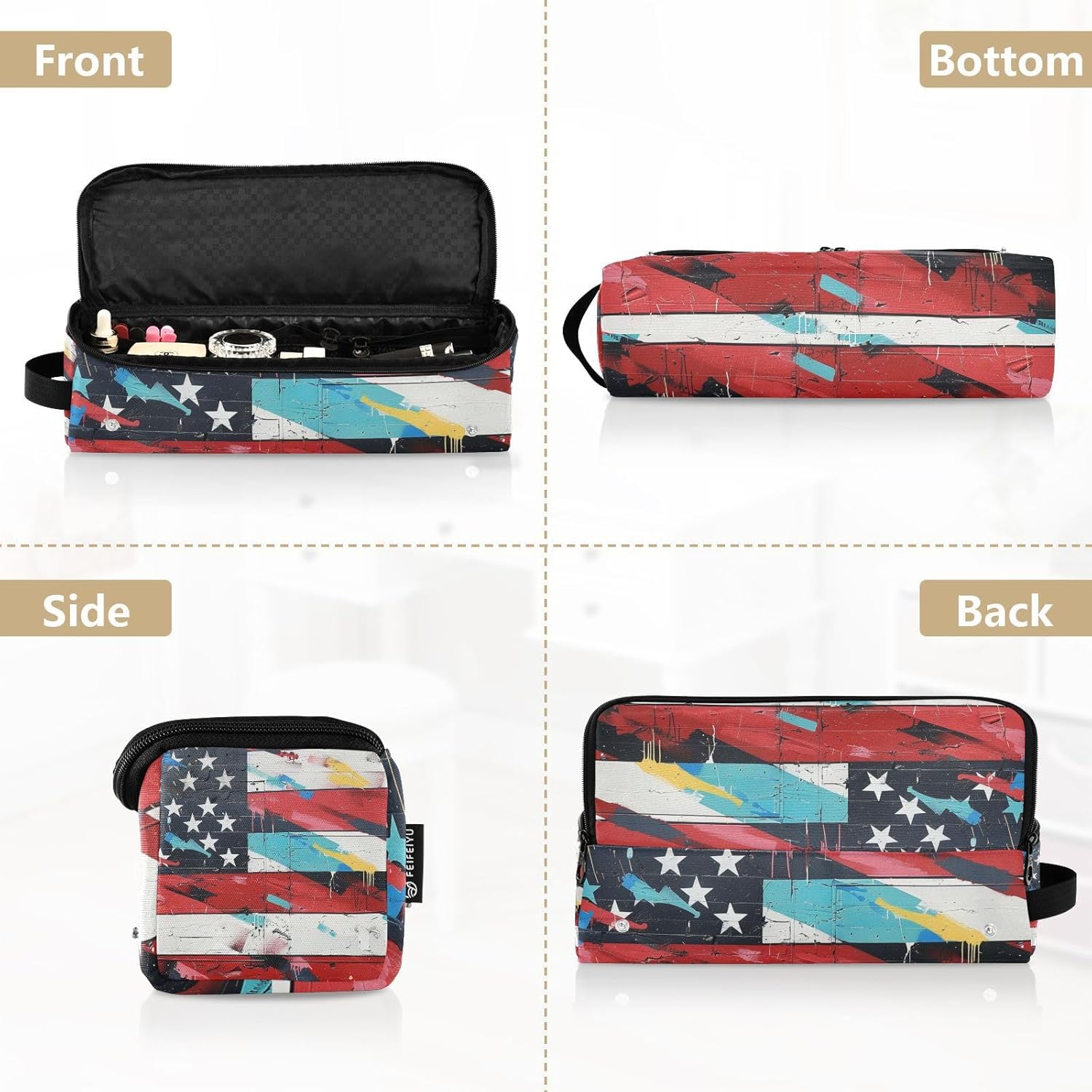 Hot Hair Tools Travel Bag with Iron Mat Heating Tools Travel Bag Organizer for Flat Irons, Straighteners, Curling Irons, USA Stripes
