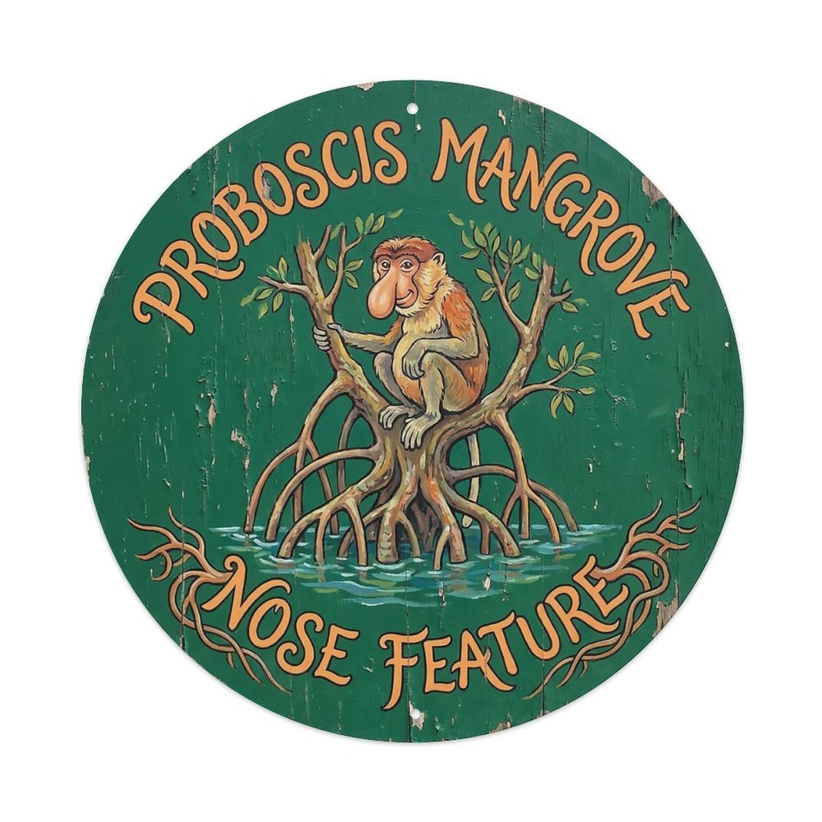 Cxhjca 8X8inch(20X20cm) Proboscis Mangrove Nose Feature Metal Tin Sign