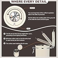 Vista 5 de ShanSon Recipiente hermético para café de acero inoxidable, recipiente de almacenamiento de granos de café con cuchara, recipiente de café