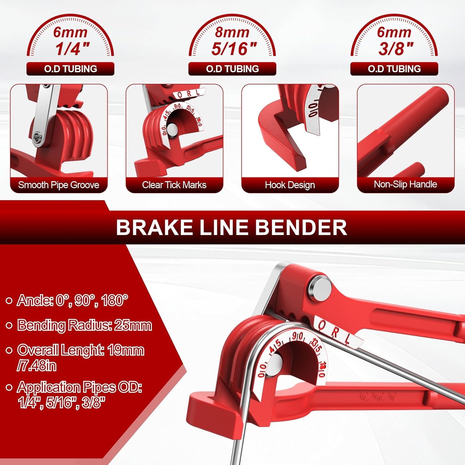 Luney 26 PCS 3/16" Brake Line Kit Include 25FT Zinc-Plated Brake Lines with 16 Fittings, 2 Unions, 4 Nuts, Brake Line Bender, Single Flaring Tool & Cutter, Copper Coated Brake Line Repair Kit