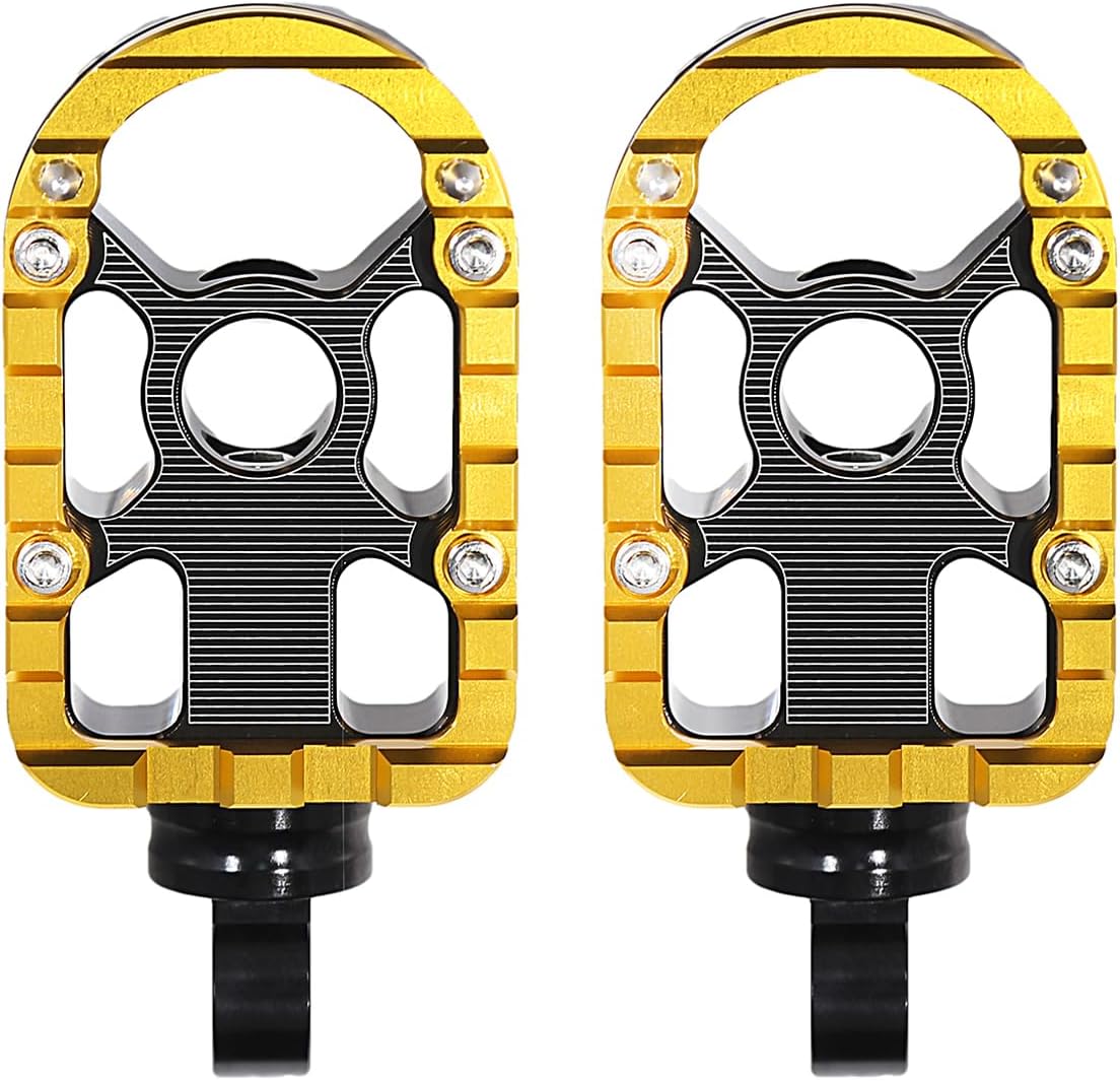 Motorcycle Driver Floorboards Footpegs Compatible For Harley Touring Street Glide 1996-2023 (Black Gold, Footpegs)