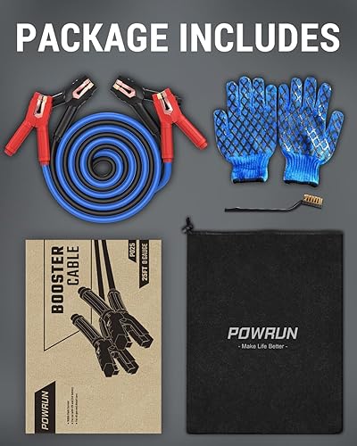 Miniatura 7 de Powrun Cables de puente P220 para batería de automóvil, cables de refuerzo resistentes de 800 A con bolsa de transporte, kit de cables de puente