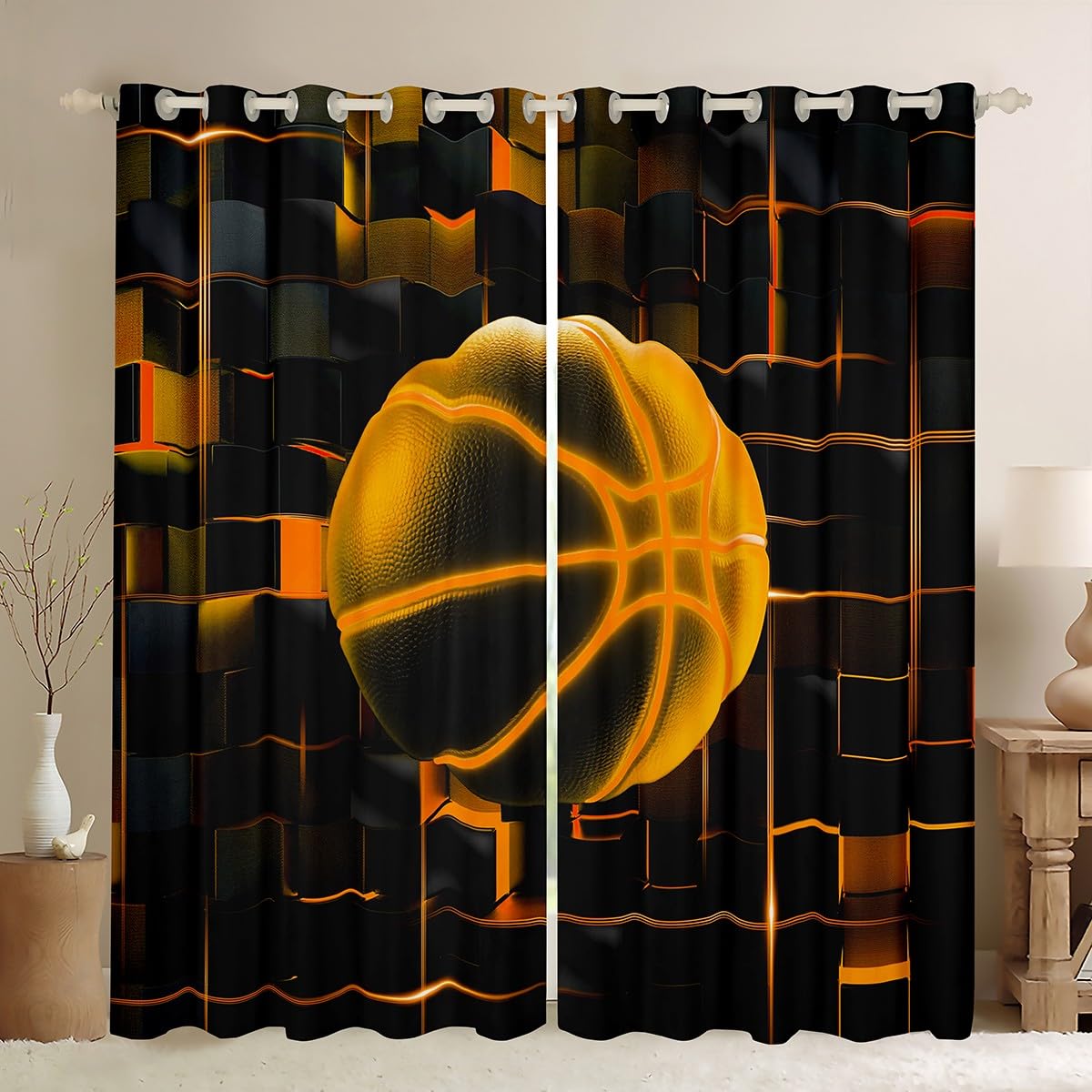 Voilage fenetre jeux sportifs pour homme creez une ambiance deco salon basket