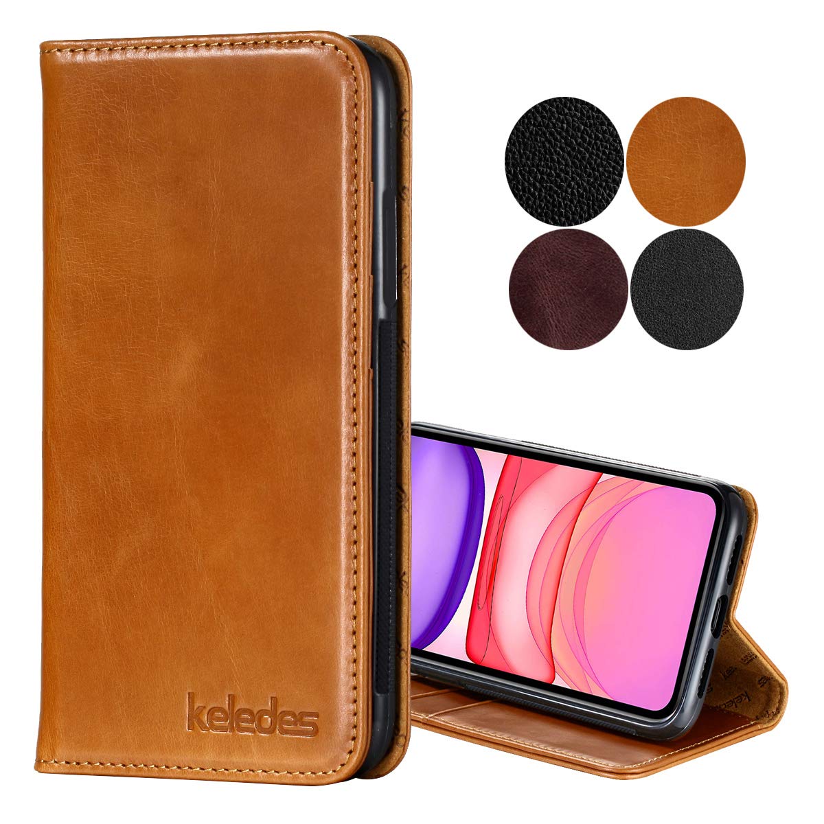 Keledes Iphone 11 Pro Case Cowhide Genuine Leather Iphone 11