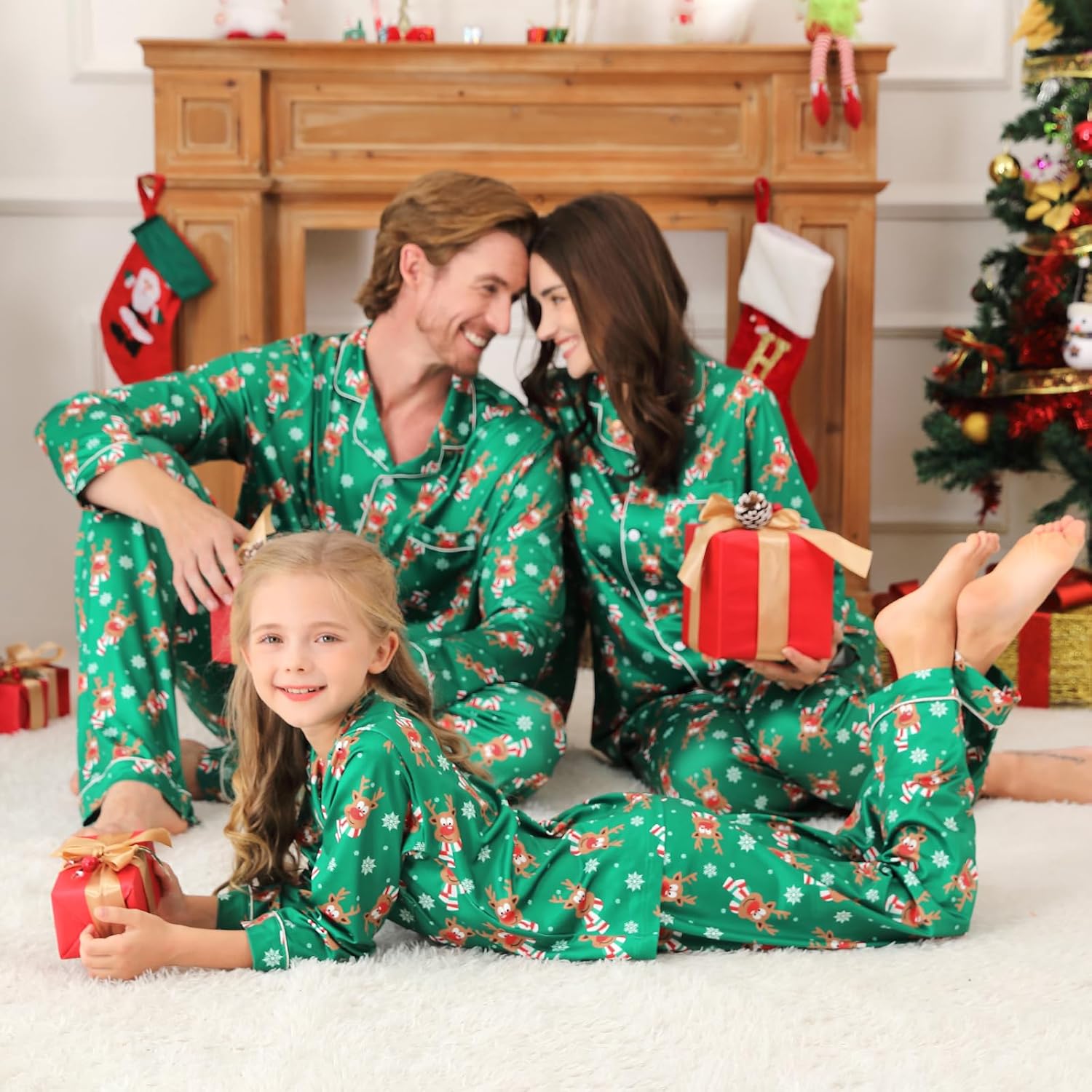 Weixinbuy Christmas Family Matching Pajamas Set Long Sleeve Button Down Pjs Set Holiday Sleepwear for Women/Men/Kids - Image 3
