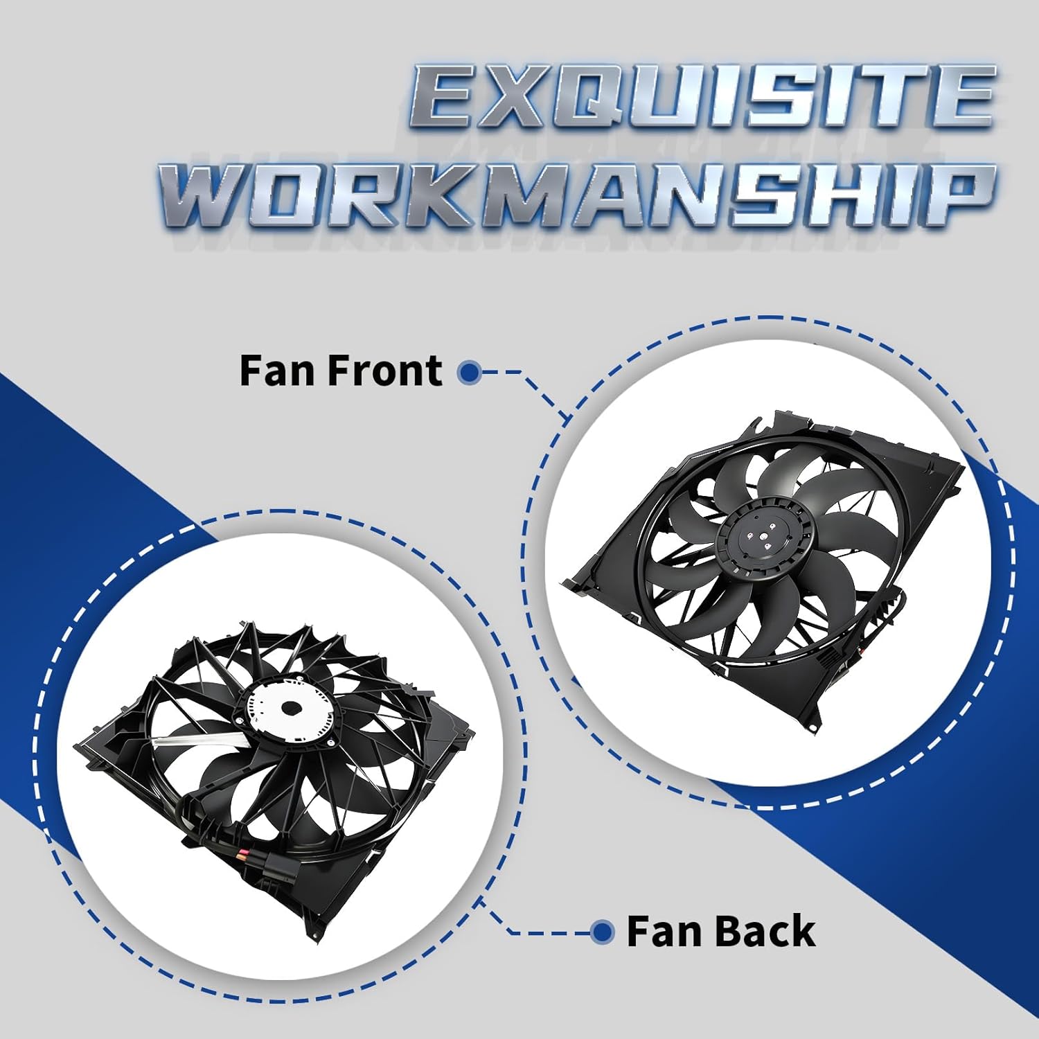 Radiator Cooling Fan Assembly Compatible with X3 2004-2010 2.5L 3.0L L6 Replace 17113415181 17113442089 BM3115135 with Brushless Motor