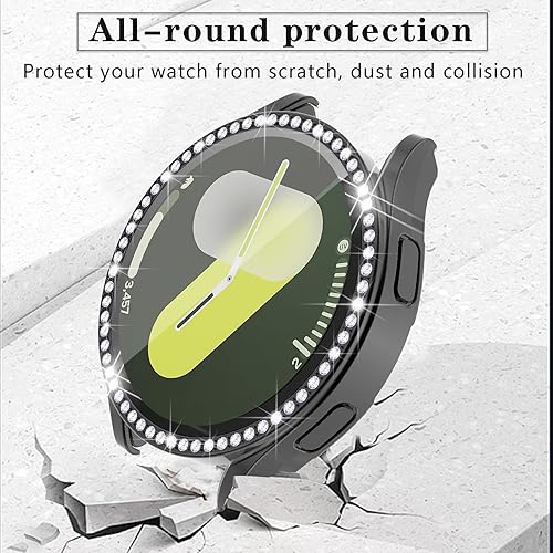 Miniatura 7 de Wugongyan Funda protectora de pantalla compatible con Samsung Galaxy Watch 7 de 1.575 pulgadas, 1.732 pulgadas, con diamantes de imitación, cubierta