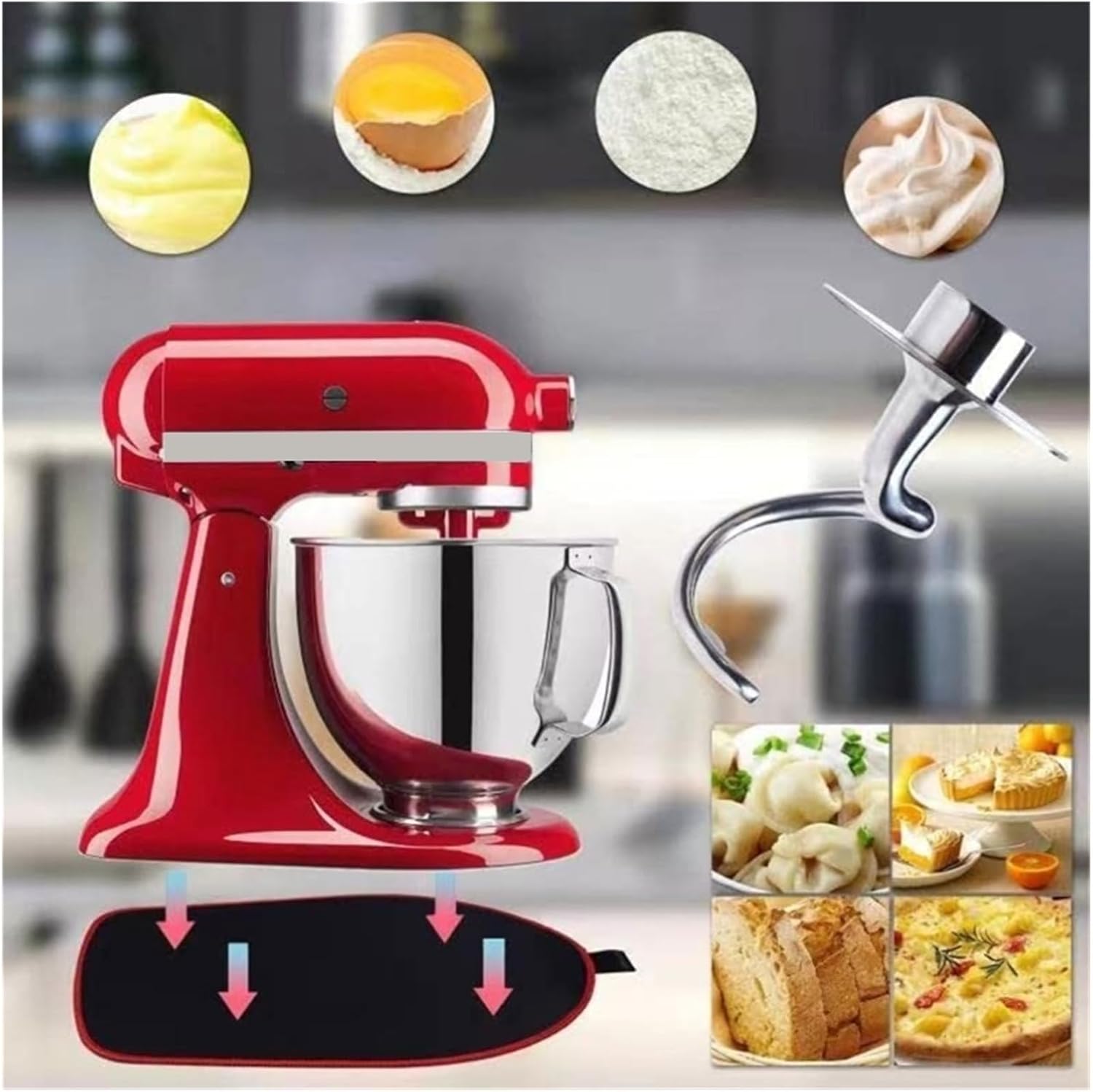 ALturn Flour Mixer Mixing Head Mixer Dough Hook Stand Mixer Replacement Stainless Steel Material ，Compatible for KSM90 KSM103 KSM110 Mixer