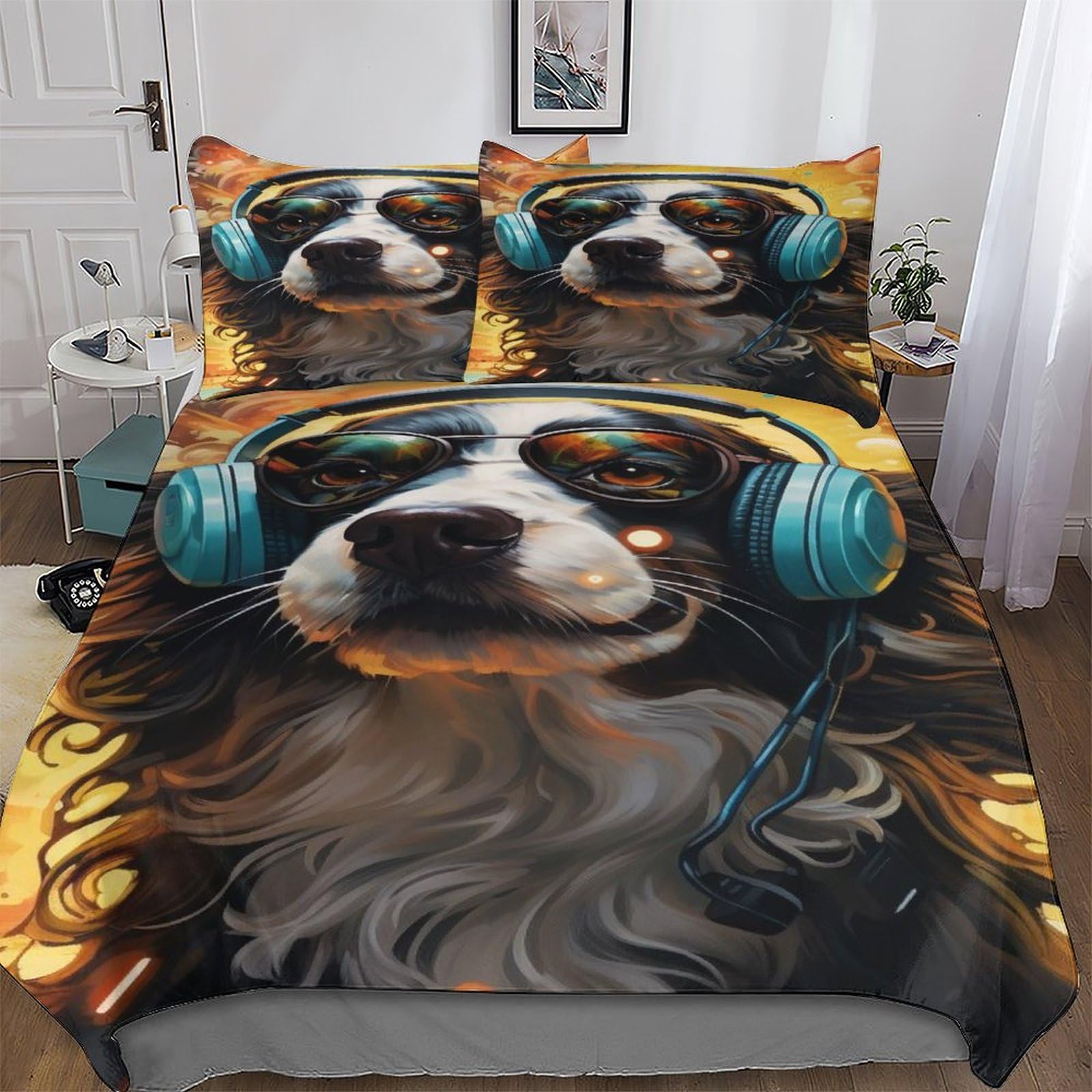 Housse de couette chien 3D hypoallergénique et douce en microfibre anti-plis