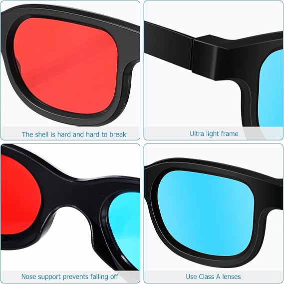 Milisten 10 Pack 3D Glasses Red Cyan Anaglyph 3D Glasses for Movies Games and Pictures Compatible with Tvs Projectors Computer Monitors Home Theater Viewing