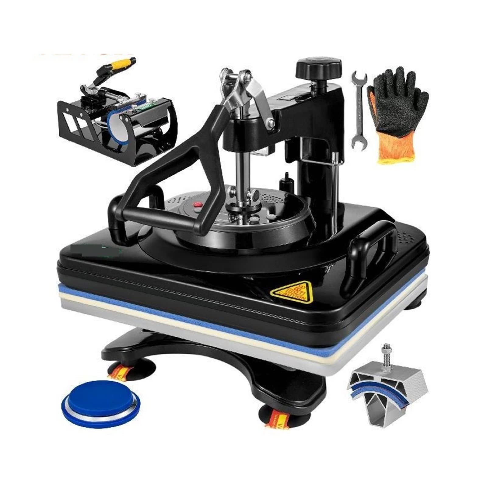 5 in 1 pressa di calore multifunzionale trasferimento digitale sublimazione bilanciere for t-shirt tappi tazze piatti 12x15 pollici(White)