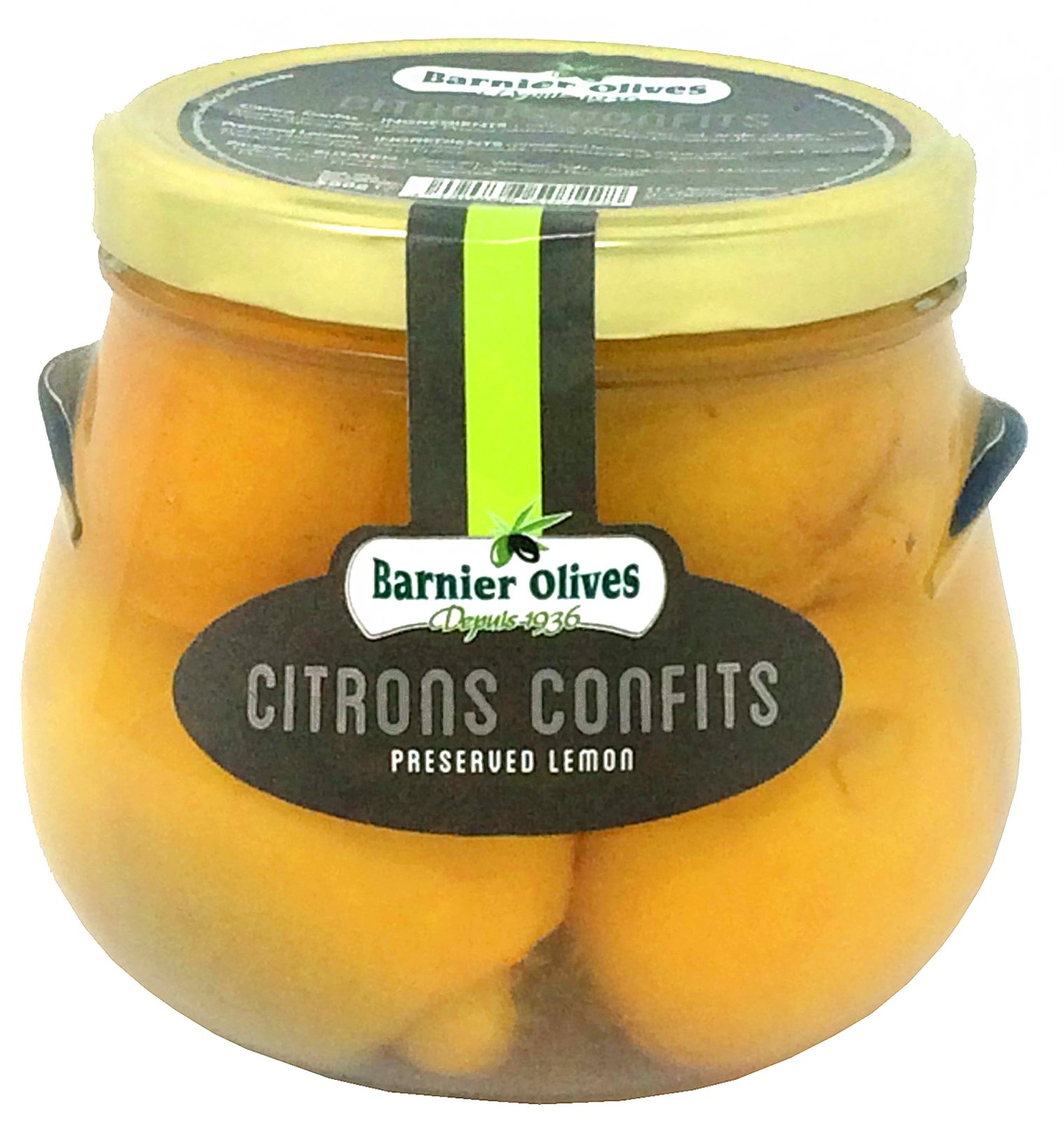 Barnier Olives French Preserved Lemons 500g Jar Chefs Quality Luxury Authentic Citrons Confits (Product of France)