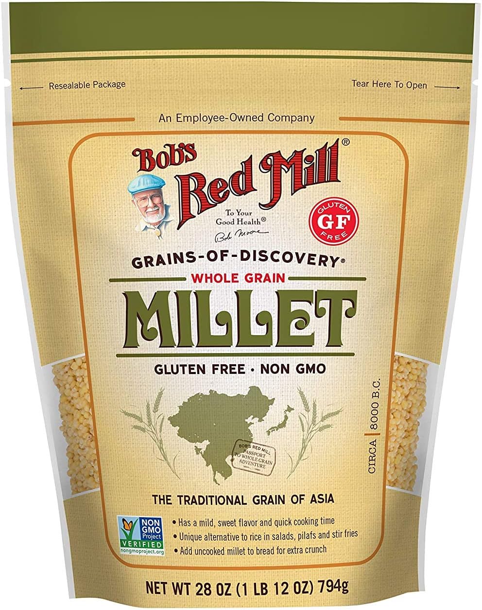 Bob's Red Mill Whole Grain Millet, 28 OZ (Pack of 3)