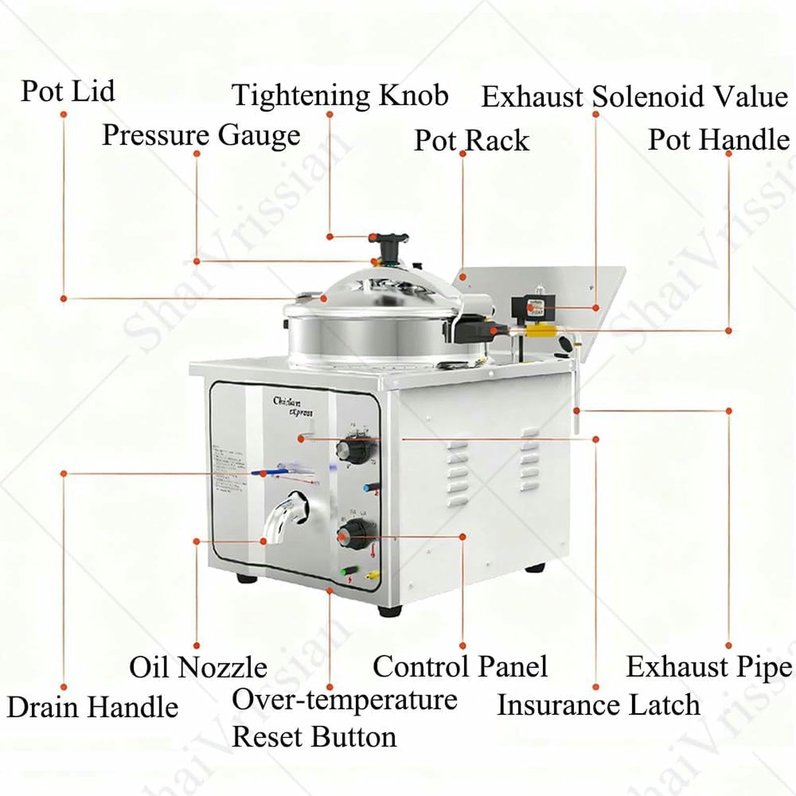 Freidora A Presión Eléctrica Comercial De 16 L, Freidora De Encimera De Acero Inoxidable De 3 KW, Temperatura Ajustable De 50-200 ℃, con Temporizador Y Bloqueo De Seguridad, para Restaurante