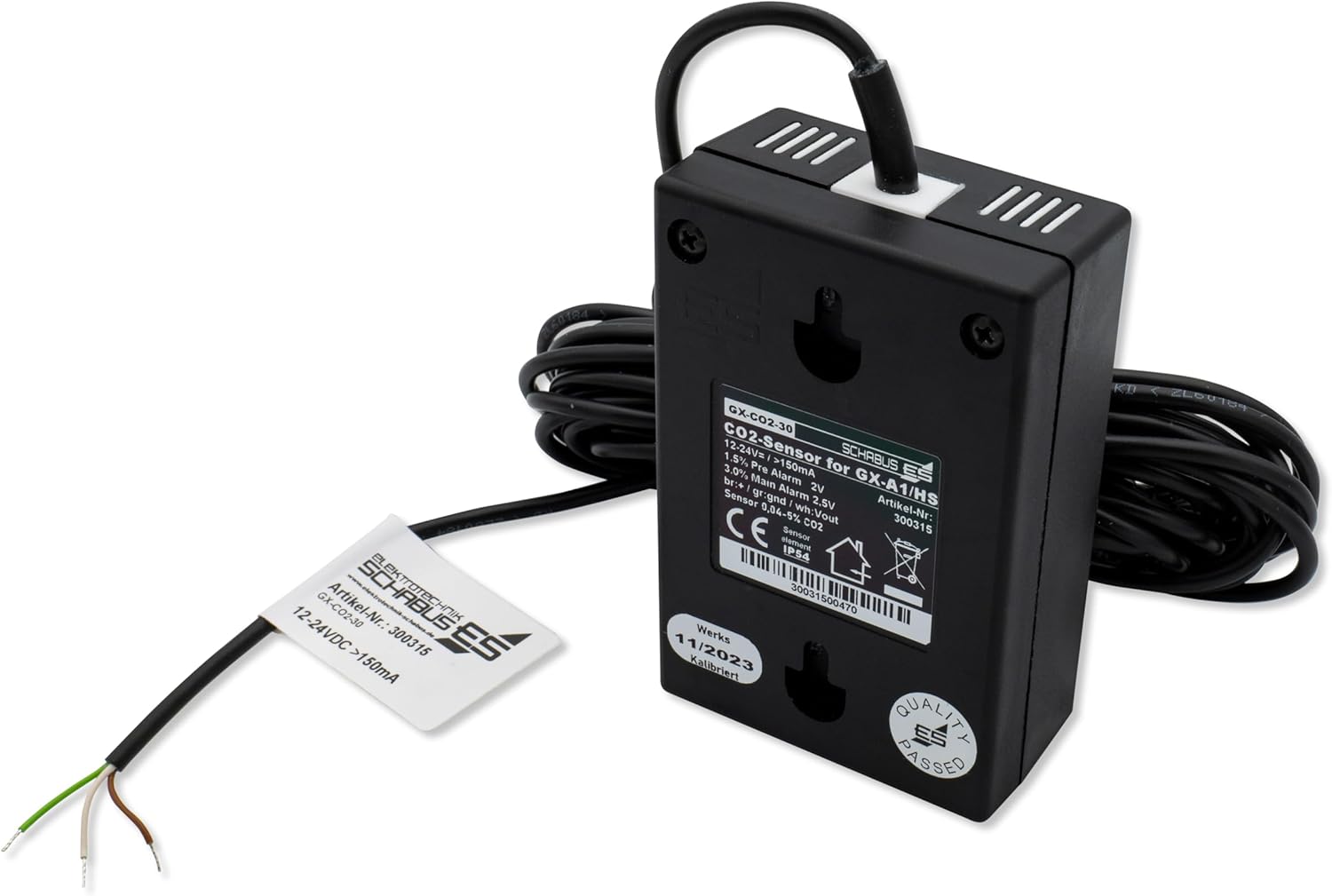 Schabus GX-CO2-30 Carbon Dioxide Sensor rear view with mounting details