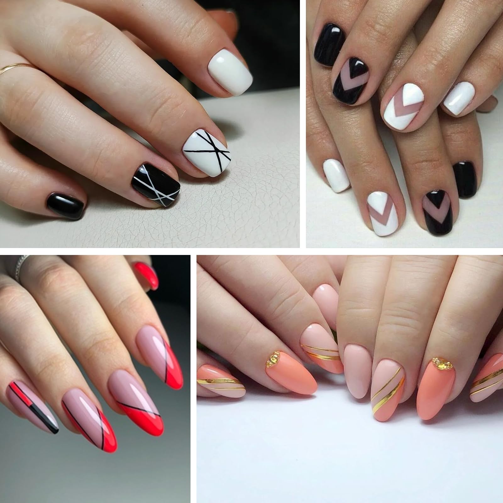 36 fogli per manicure francese, stencil per unghie autoadesive, timbri per unghie, guide francesi, per manicure, decorazione fai da te, 12 modelli