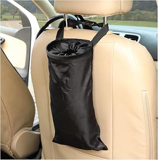 2 PCS Car Trash Bag, Large Capacity Washable Oxford Back Seat Hanging Bag with Elastic Opening, Auto Headrest Waterproof Trash Garbage Can for Outdoor Traveling Home Use