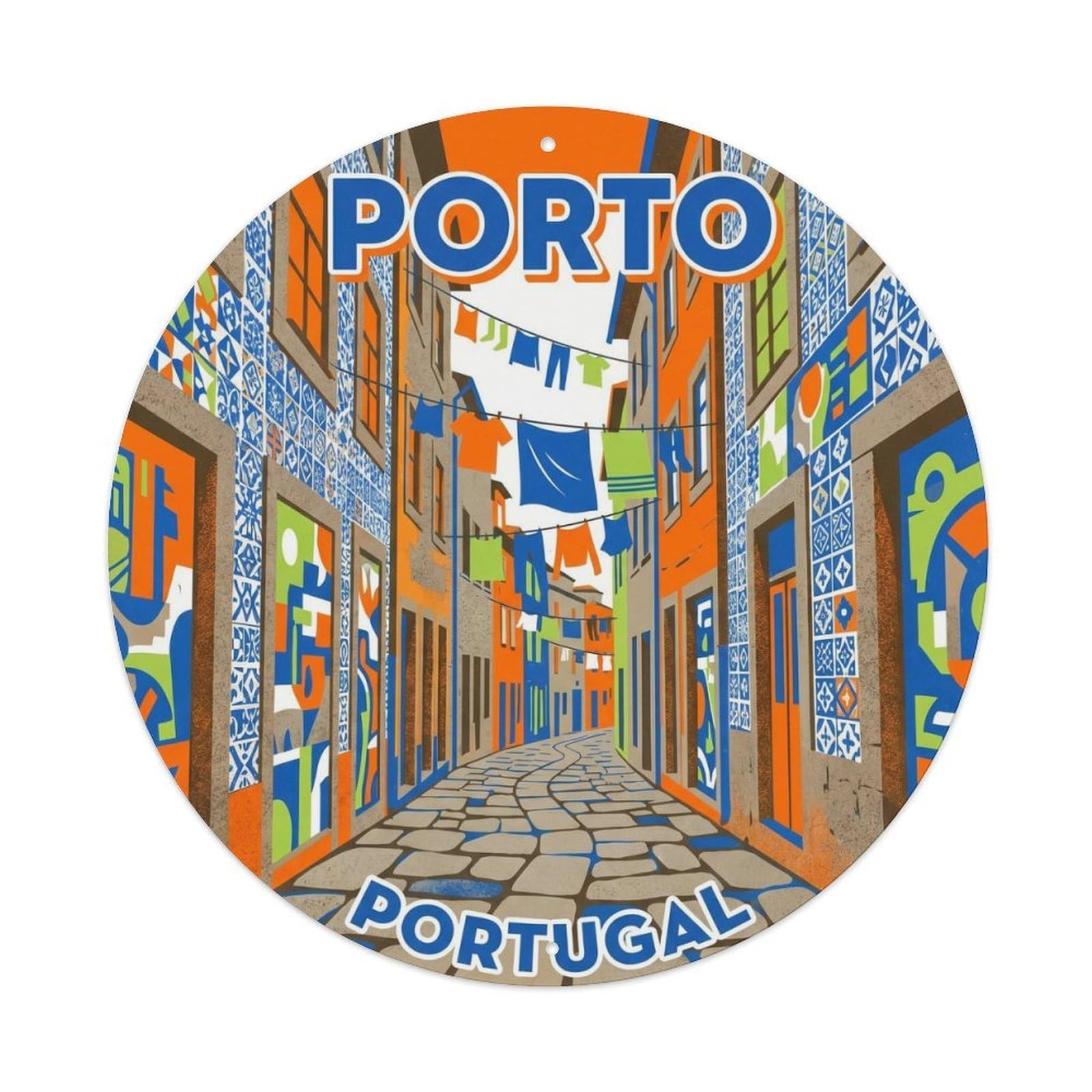 Olhnbad Style Portugal Creative Street Landmark Travel Heritage Metal Tin Sign