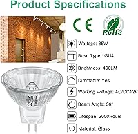 Vista 10 de Bombillas MR11, bombillas halógenas de 12 V 20 W, 2 pines, bombilla FTD, base GU4 bi-pines, regulable, blanco cálido de 2700 K, bombilla de 2 puntas