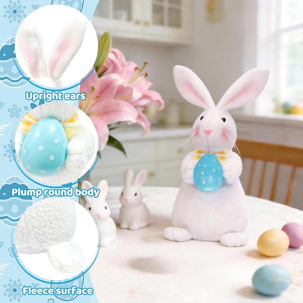 Coniglio Peluche, Peluche Coniglietto Pasquale, Coniglietto Pasquale Decorazione, Regalo Pasqua per Ragazze e Ragazzi, per i Giochi e le Coccole (Barba-CD) - 5