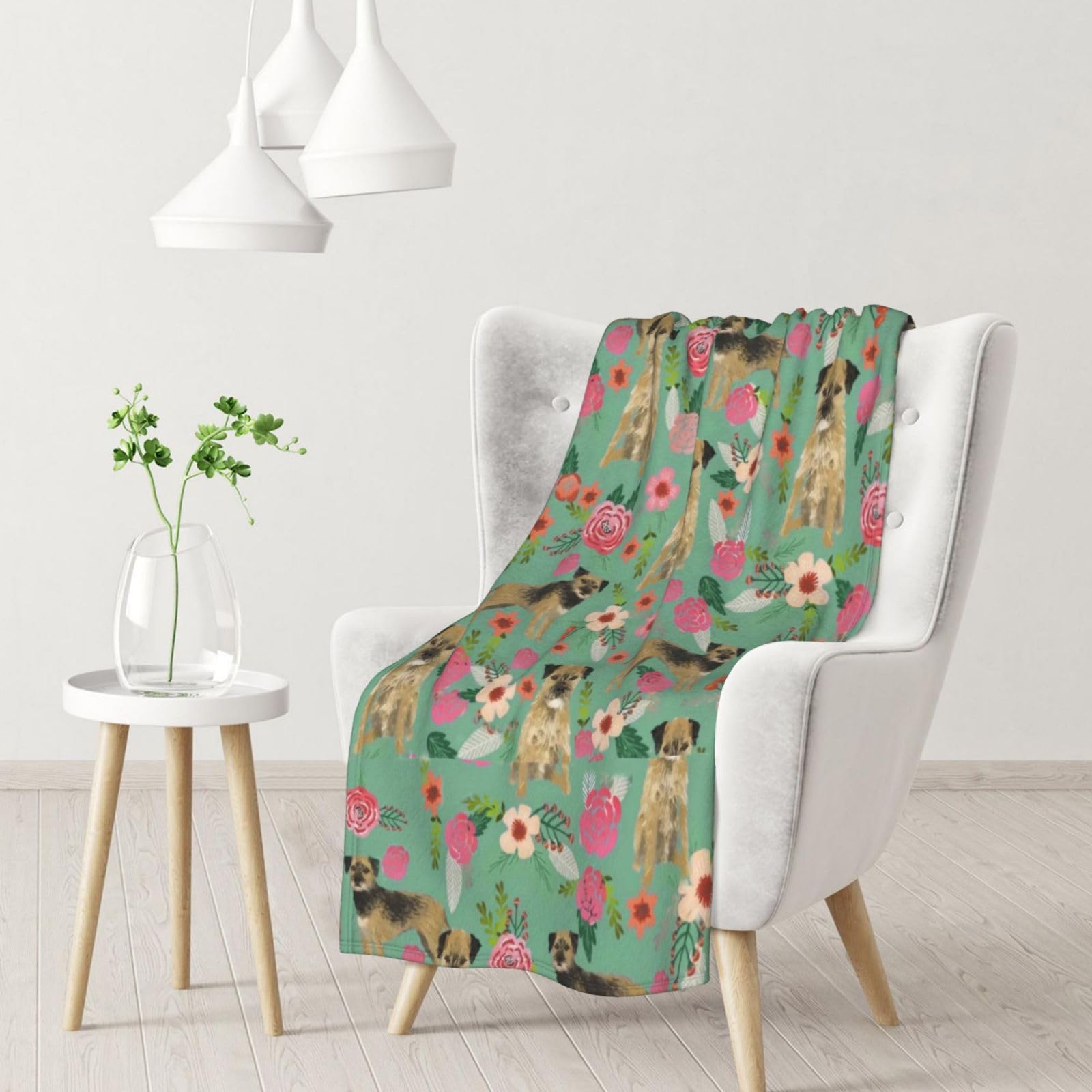 BeNtli Blanket,Warm Flannel Blanket Throw/Blanket Bed Throw for Sofa Office 102X 76 cm,Border Terrier Florals Dog Breed